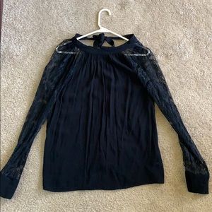 Black blouse with lace sleeves